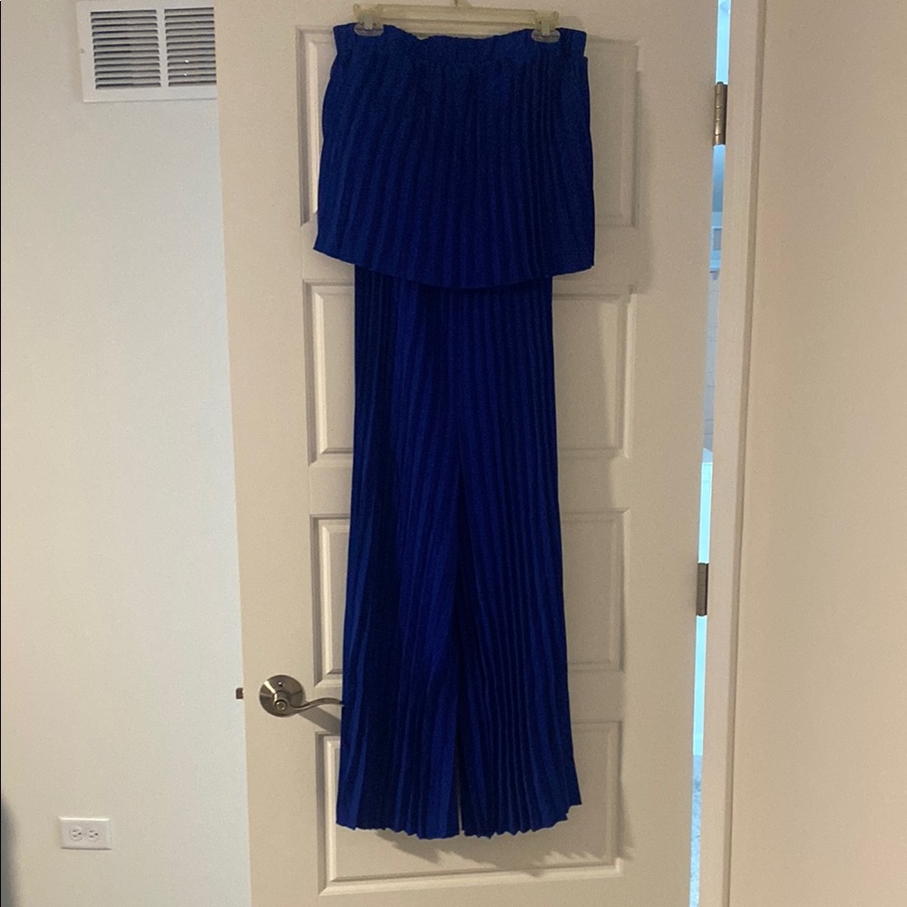 Vibrant Blue Pleated Jumpsuit